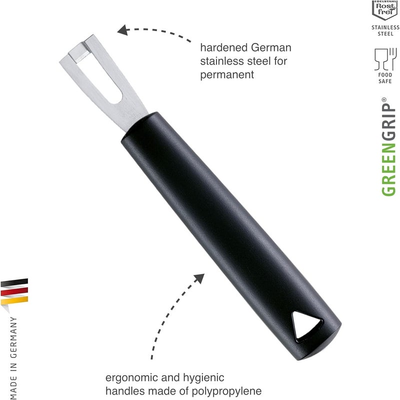 triangle Channel Knife - Rectangular Stainless Steel Blade - Fruit & Vegetable Carving Tool for Garnishing - GreenGrip Handle - Dishwasher Safe - Made in Germany - Image 1