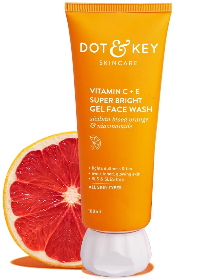DOT & KEY Vitamin C  E Super Bright Gel Face Wash For Glowing And Brightening Skin All Skin Types With Triple Vitamin C Face Wash For Women & Men 100 Ml - Image 1