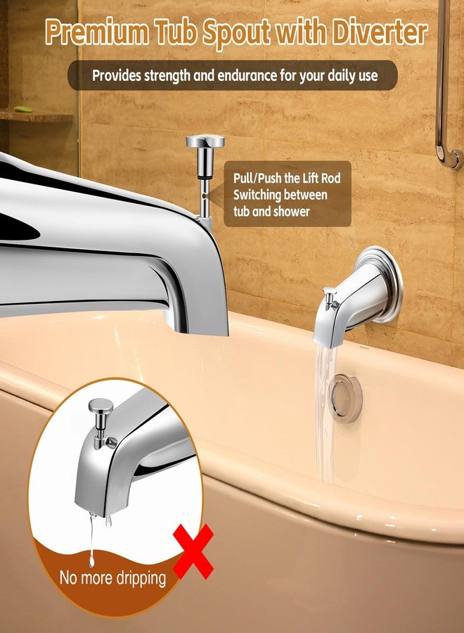 Dreyoo صنبور حوض Dreyoo Diverter مع حلقة غطاء صنبور الحوض، يناسب عالميًا أنابيب النحاس مقاس 1/2 بوصة، و1/2 بوصة IPS و3/4 بوصة IPS، بديل صنبور حوض الاستحمام للحمام مع حشية إسفنجية، ومحولات، ومفتاح سداسي (كروم) - Image 5