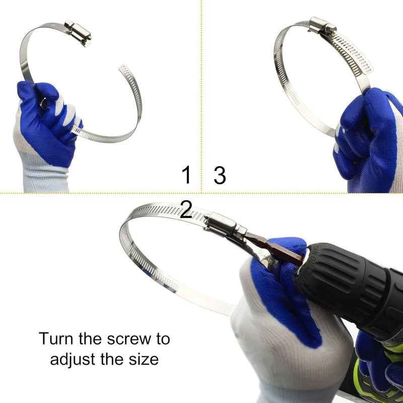 EesTeck 8Pcs 3" Adjustable 304 Stainless Steel Duct Clamps Hose Clamp Pipe Clamp Air Ducting Clamp worm drive hose clamps (65mm-89mm) - Image 5