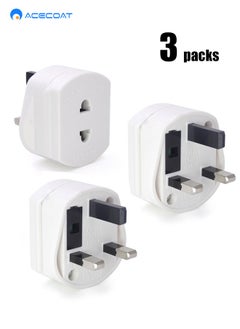 UK Universal Travel Adapter Plug Converter,US/Europe/India/Italy/Switzerland to UK 2-Pin to 3-Pin Socket Adapter with 1.6A Fuse for Shaver Toothbrush,250W CE Wall Charger with Protection Door,White