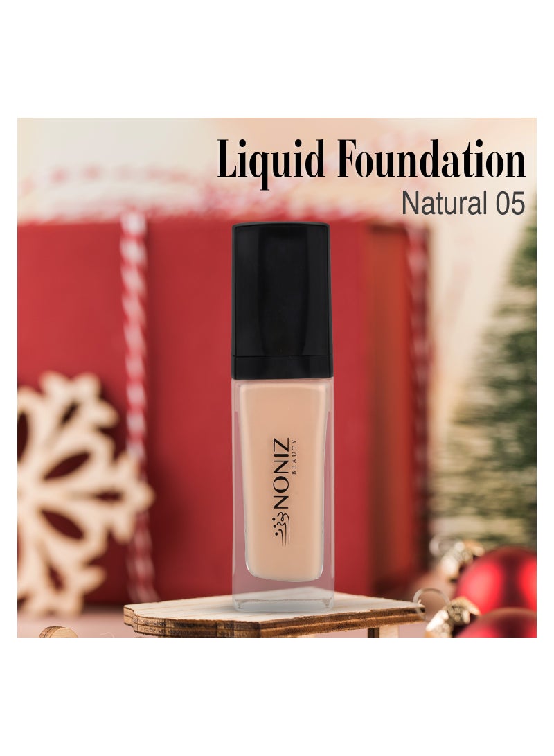 Noniz Beauty Flawless Face Makeup - Waterproof Liquid Foundation - Medium to Full Coverage-Matte Finishing Makeup Look - Oil Absorbing - Vegan Formula- Cruelty-Free Makeup 40 ml