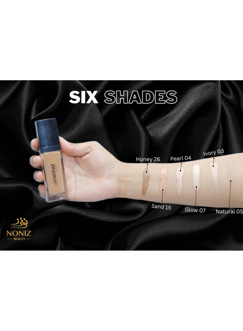 Noniz Beauty Flawless Face Makeup - Waterproof Liquid Foundation - Medium to Full Coverage-Matte Finishing Makeup Look - Oil Absorbing - Vegan Formula- Cruelty-Free Makeup 40 ml
