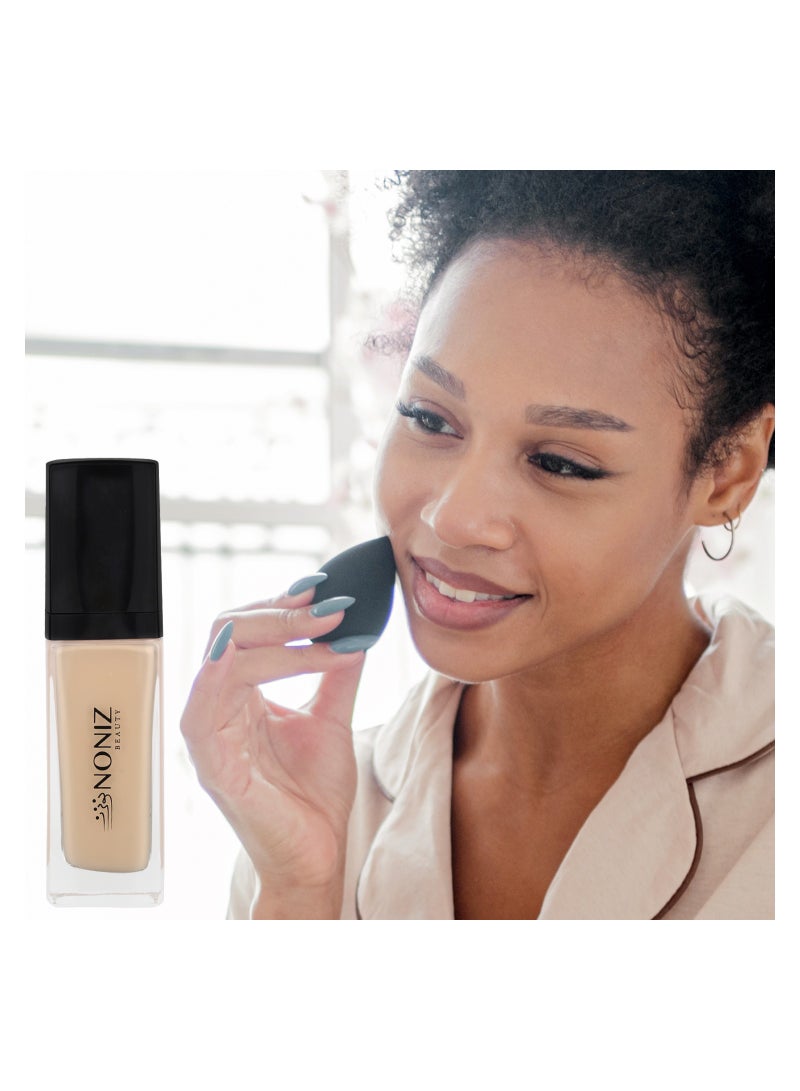 Noniz Beauty Flawless Face Makeup - Waterproof Liquid Foundation - Medium to Full Coverage-Matte Finishing Makeup Look - Oil Absorbing - Vegan Formula- Cruelty-Free Makeup 40 ml