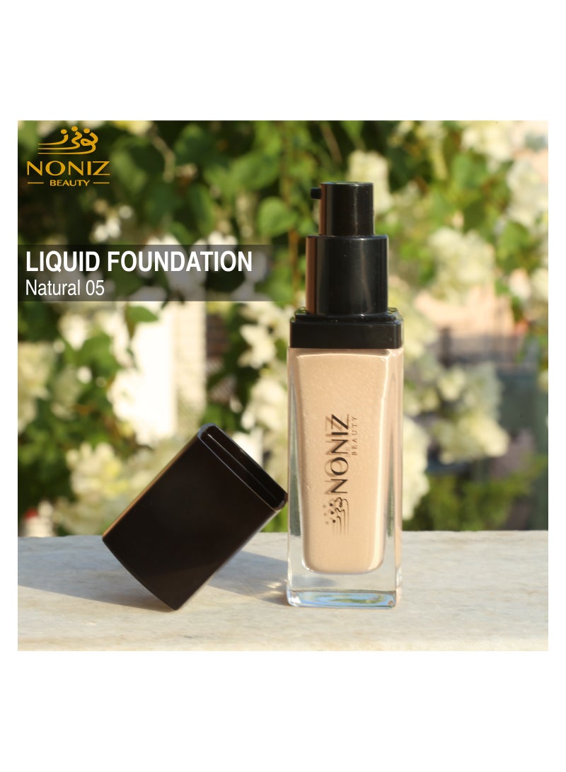 Noniz Beauty Flawless Face Makeup - Waterproof Liquid Foundation - Medium to Full Coverage-Matte Finishing Makeup Look - Oil Absorbing - Vegan Formula- Cruelty-Free Makeup 40 ml
