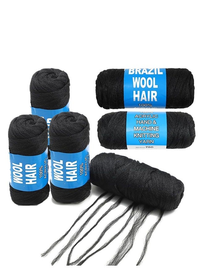 6 Roll Black Acrylic Yarn Hand Knitting Brazilian Wool Hair for Braids-Jumbo Braid, Faux Locs, and Crochet Styles (100% Brazilian Wool, 70g per Pack) - Image 1