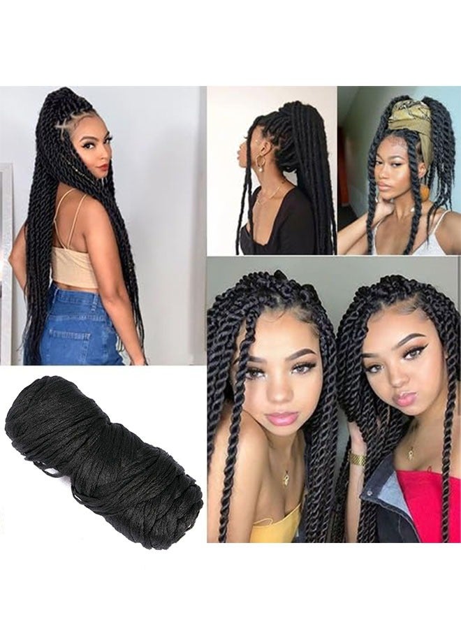 6 Roll Black Acrylic Yarn Hand Knitting Brazilian Wool Hair for Braids-Jumbo Braid, Faux Locs, and Crochet Styles (100% Brazilian Wool, 70g per Pack) - Image 2