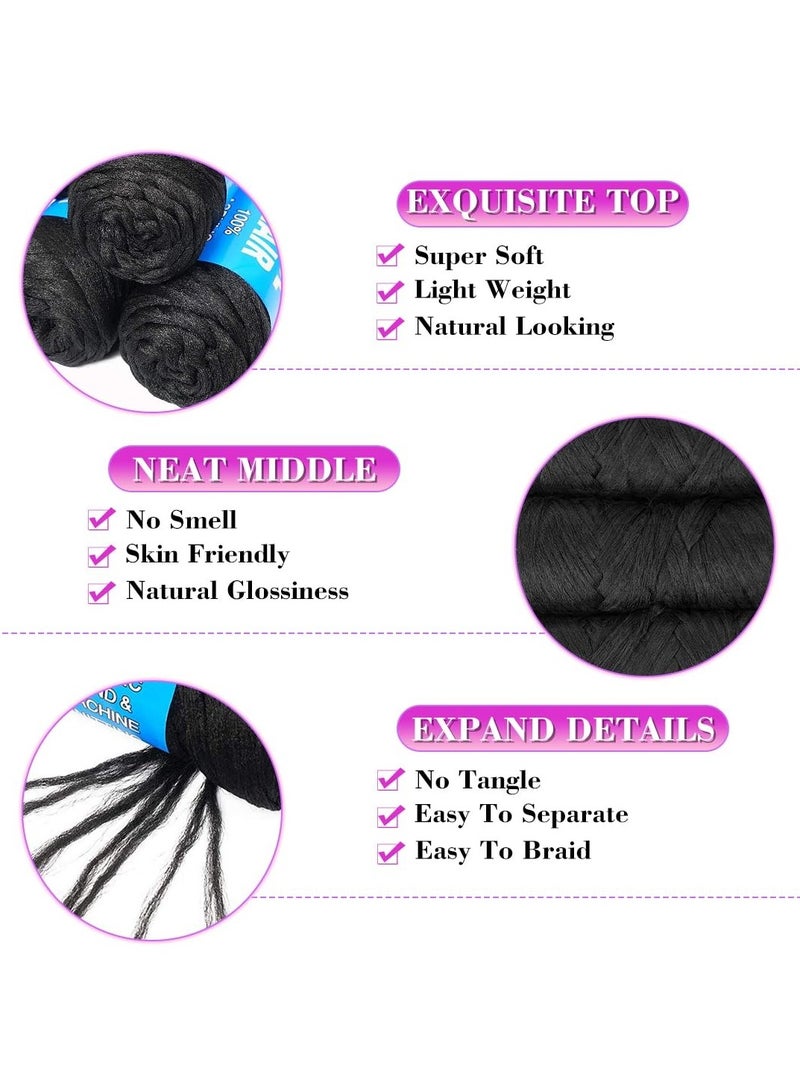 6 Roll Black Acrylic Yarn Hand Knitting Brazilian Wool Hair for Braids-Jumbo Braid, Faux Locs, and Crochet Styles (100% Brazilian Wool, 70g per Pack) - Image 4