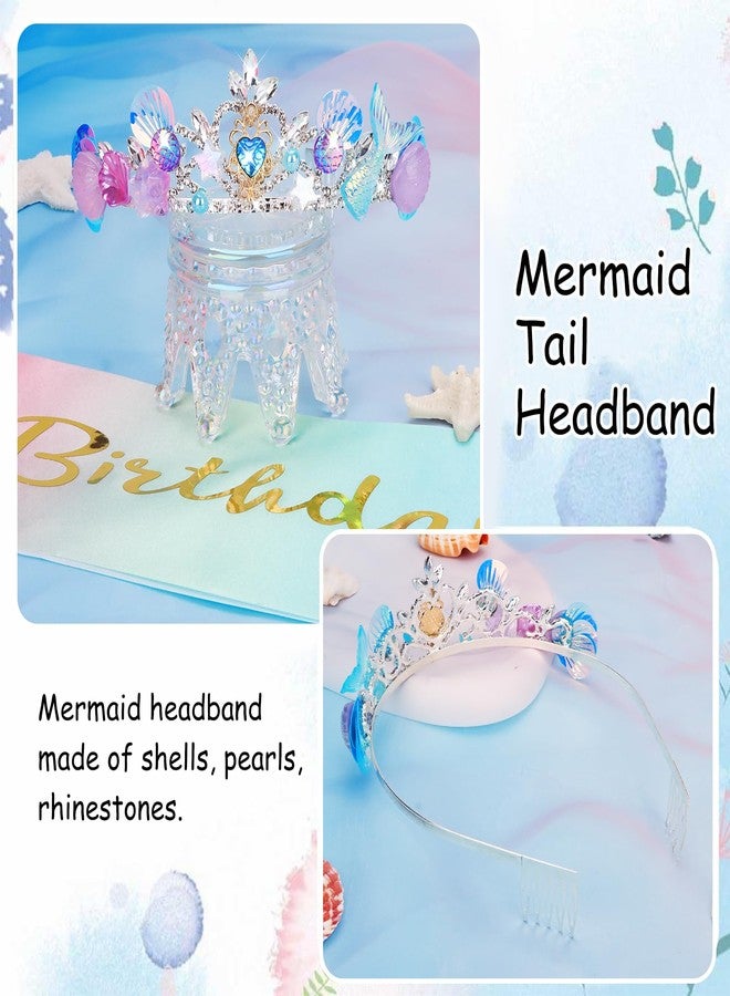 YARIEW Mermaid Birthday Party Decorations - Crown, Sash, and Tiara for Girls and Women - Image 4