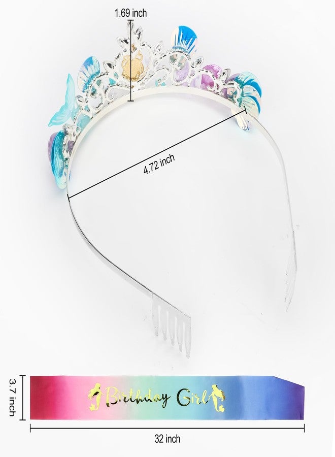 YARIEW Mermaid Birthday Party Decorations - Crown, Sash, and Tiara for Girls and Women - Image 5