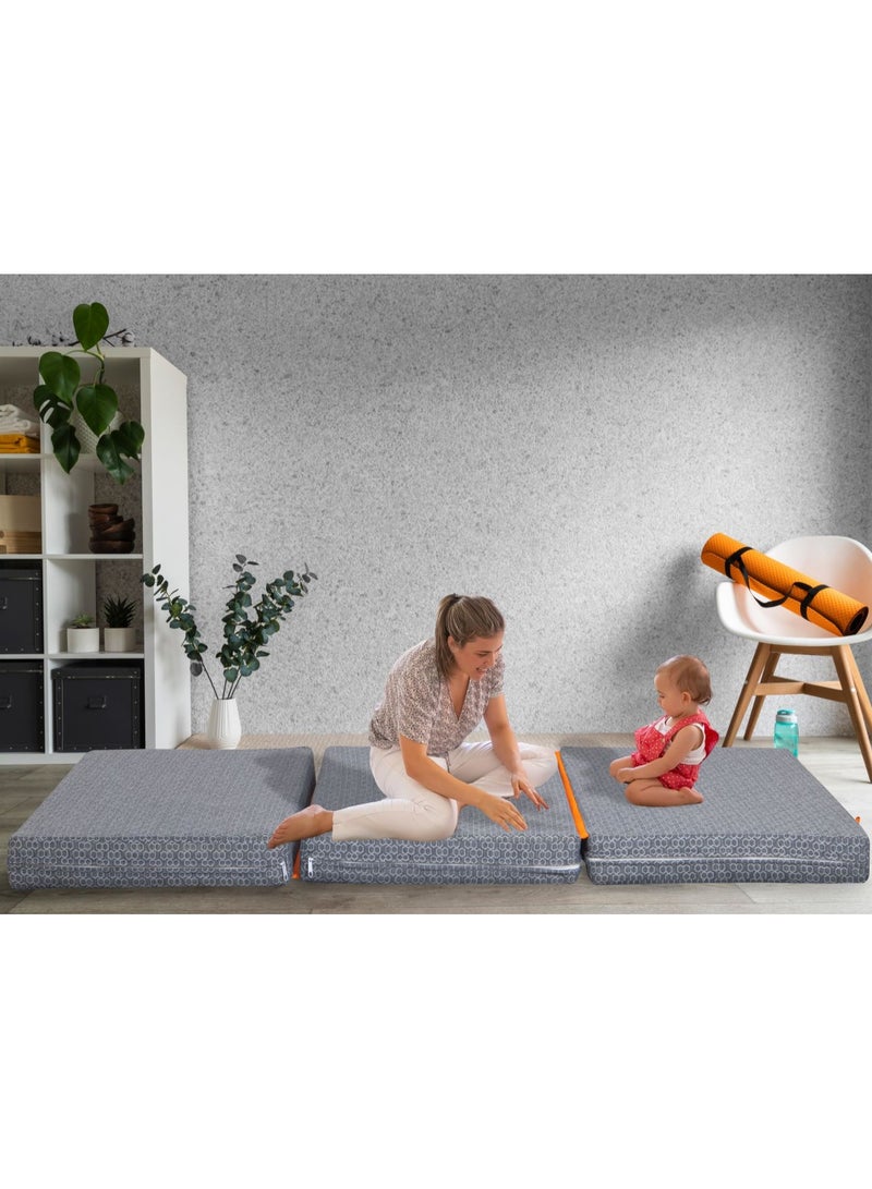 COMFY 180 X 90 X 7CM PREMIUM COLLECTION MEDICATED PORTABLE GREY FOLDING MATTRESS - Image 2