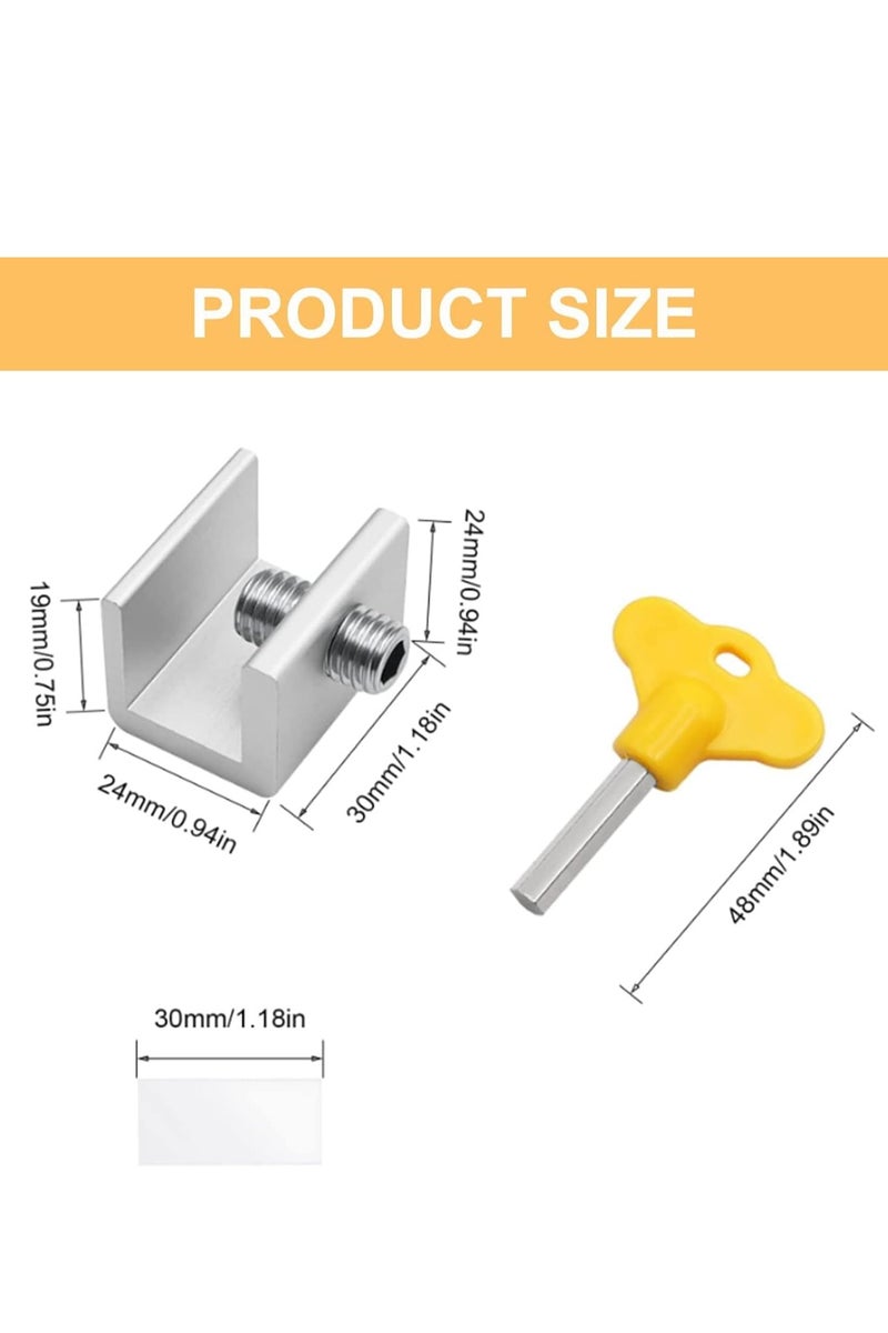 Rubik 4 Sets Sliding Window Locks, Adjustable Sliding Window Door Safety Locks with Key, Aluminum Window Locks Security Stoppers Adjustable Security Locks Child Safety Lock for Vertical Horizontal Slide Door Windows Silver  - Image 2