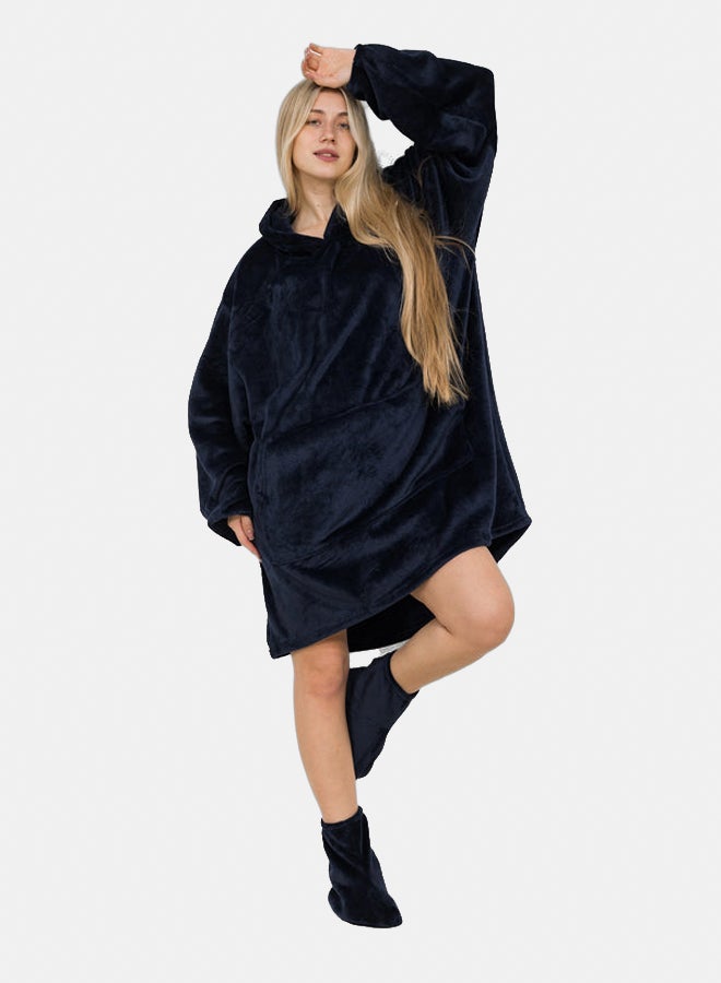Elegant Blanket Hoodie - Navy - Image 2