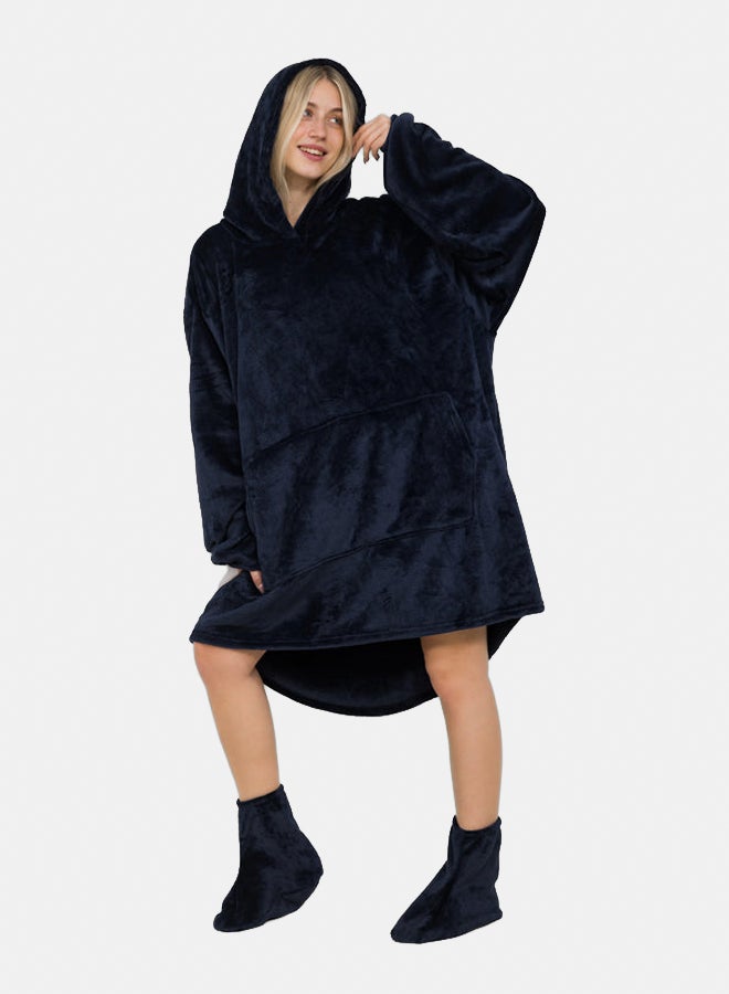 Elegant Blanket Hoodie - Navy - Image 3