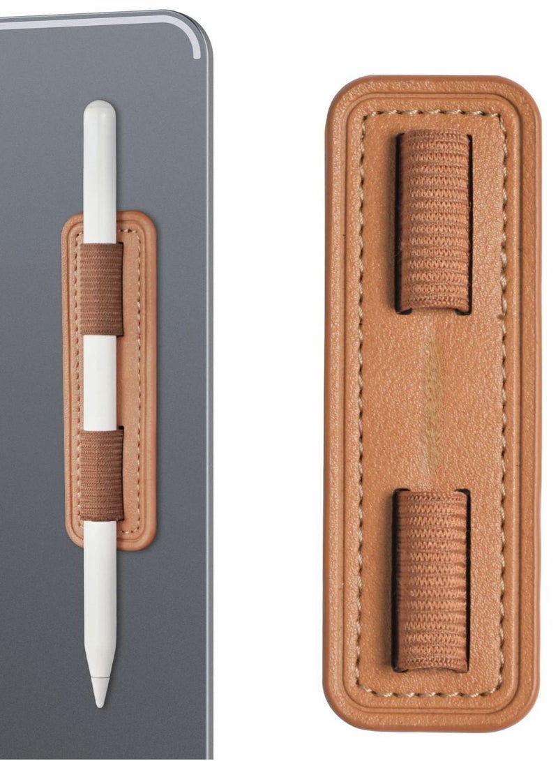Removable iPencil Holder Durable Pen Loop with Elastic Strong Adhesive Holder Sticker for Apple Pencil 1st & 2nd Generation (Brown)  - Image 1