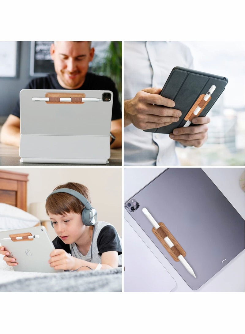 Removable iPencil Holder Durable Pen Loop with Elastic Strong Adhesive Holder Sticker for Apple Pencil 1st & 2nd Generation (Brown)  - Image 4