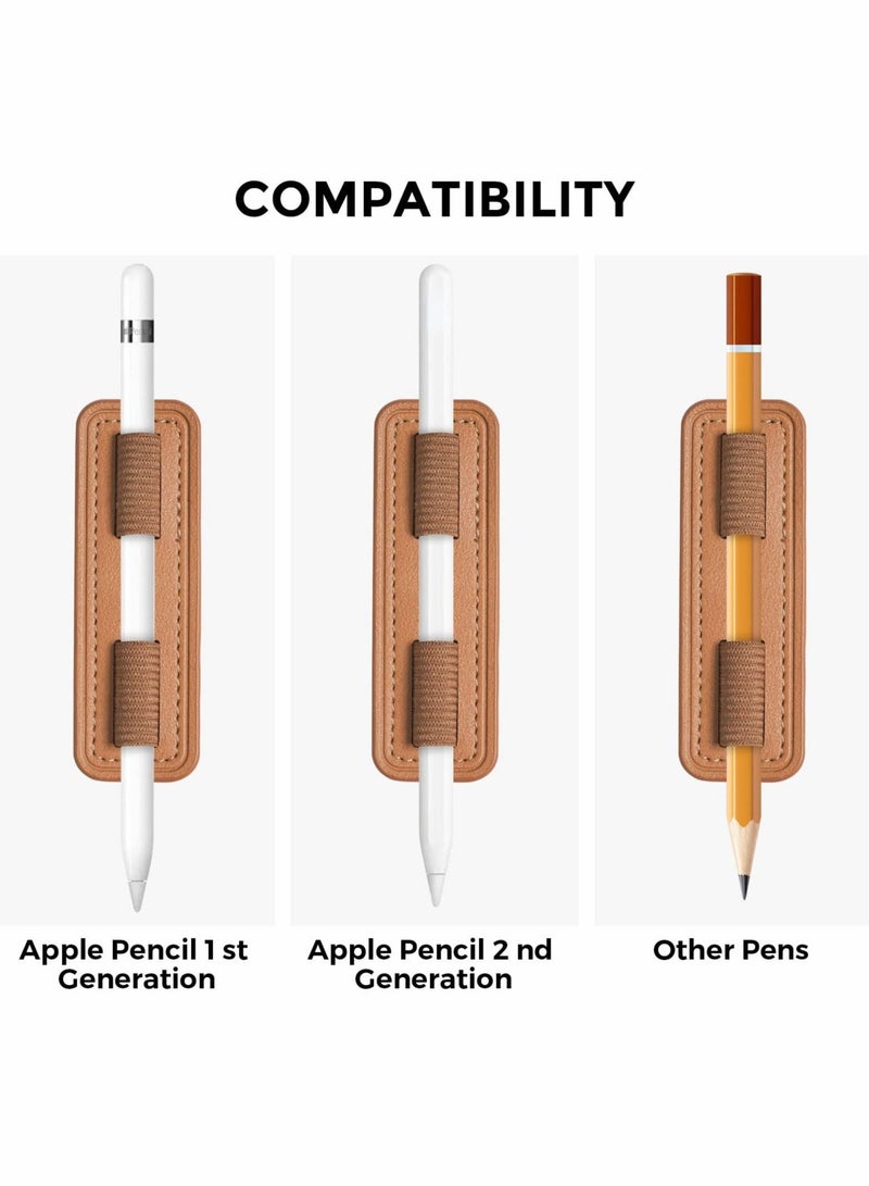 Removable iPencil Holder Durable Pen Loop with Elastic Strong Adhesive Holder Sticker for Apple Pencil 1st & 2nd Generation (Brown)  - Image 2