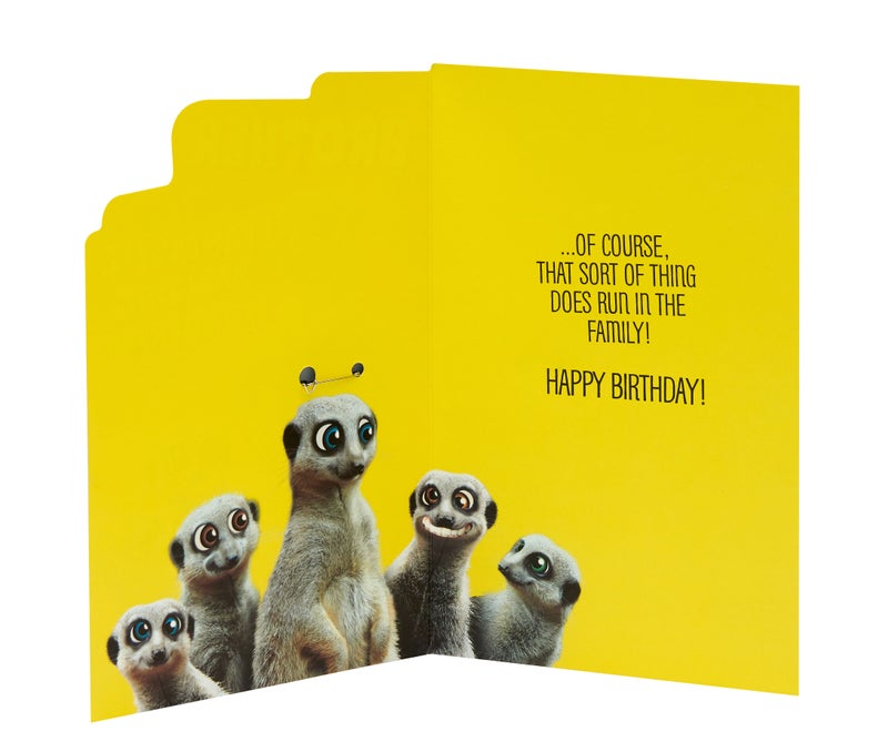 UK Greetings Happy Birthday Brother Meerkat Wearing Badge Card – Cute Animal Birthday Greeting Card with Envelope | UK Greetings - Image 2