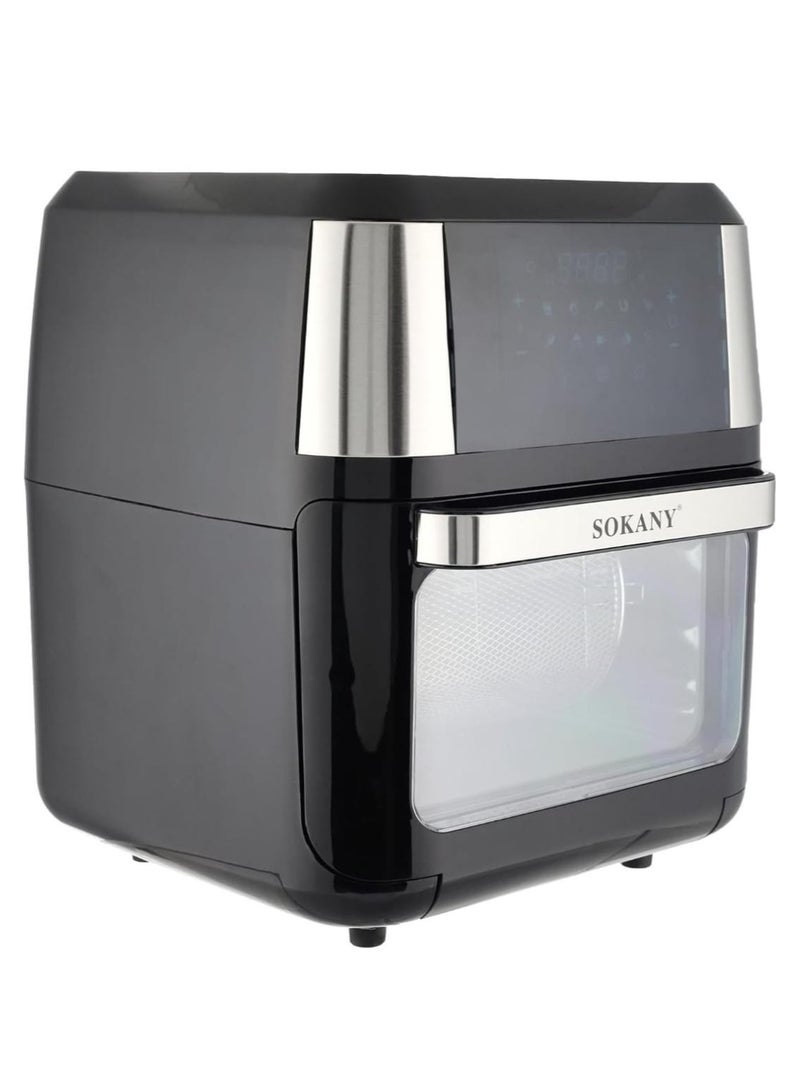 سوكاني فرن مقلاة هوائية سعة 12 لترًا بسعة كبيرة مع 4 ملحقات، مقلاة هوائية رقمية متعددة الوظائف مع مشواة ومجفف وفرن حراري - طهي خالي من الزيت، 10 وظائف محددة مسبقًا، 1800 وات سهلة التنظيف - Image 5