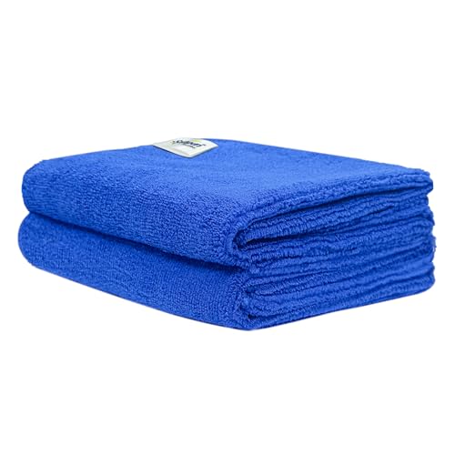 SOFTSPUN Microfiber Cloth for Car 340 GSM 40X60cms 2 Pcs Blue! Extra Thick Microfiber Cleaning Cloths Perfect for Bike, Auto, Cars Both Interior and Exterior. - Image 1