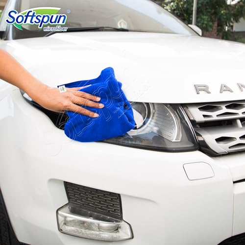 SOFTSPUN Microfiber Cloth for Car 340 GSM 40X60cms 2 Pcs Blue! Extra Thick Microfiber Cleaning Cloths Perfect for Bike, Auto, Cars Both Interior and Exterior. - Image 3