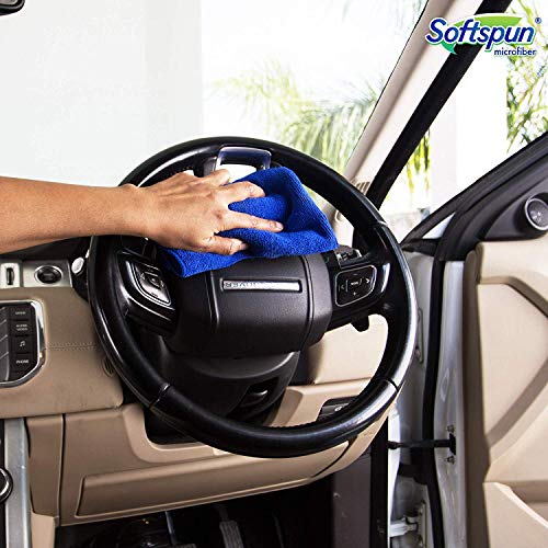 SOFTSPUN Microfiber Cloth for Car 340 GSM 40X60cms 2 Pcs Blue! Extra Thick Microfiber Cleaning Cloths Perfect for Bike, Auto, Cars Both Interior and Exterior. - Image 2