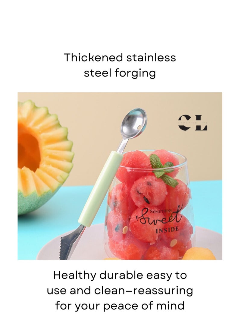 CREATIVE LIFE - Set of 3 Melon Scoop Fruit Spoon Ice Cream Sorbet Stainless Steel Fruit Tool Kitchen Accessories Gadgets 3 Colors Melon Baller - Image 1