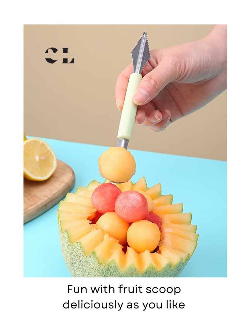 CREATIVE LIFE - Set of 3 Melon Scoop Fruit Spoon Ice Cream Sorbet Stainless Steel Fruit Tool Kitchen Accessories Gadgets 3 Colors Melon Baller - Image 1