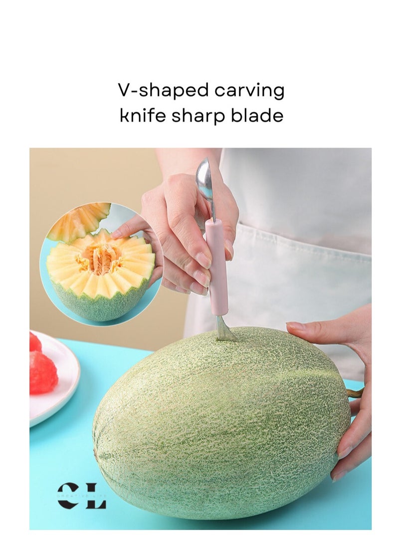 CREATIVE LIFE - Set of 3 Melon Scoop Fruit Spoon Ice Cream Sorbet Stainless Steel Fruit Tool Kitchen Accessories Gadgets 3 Colors Melon Baller - Image 1