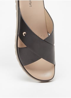 Le Confort Women Solid Slip-On Cross Slide Sandals  - Image 4