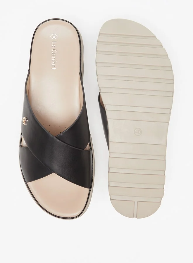 Le Confort Women Solid Slip-On Cross Slide Sandals
