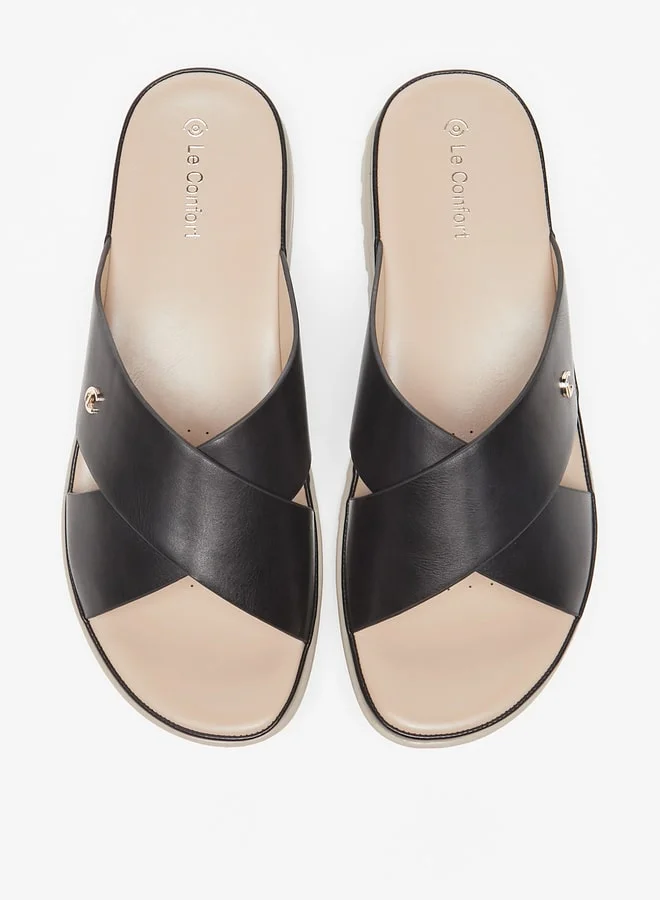 Le Confort Women Solid Slip-On Cross Slide Sandals