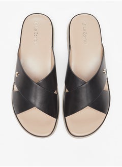 Le Confort Women Solid Slip-On Cross Slide Sandals  - Image 3