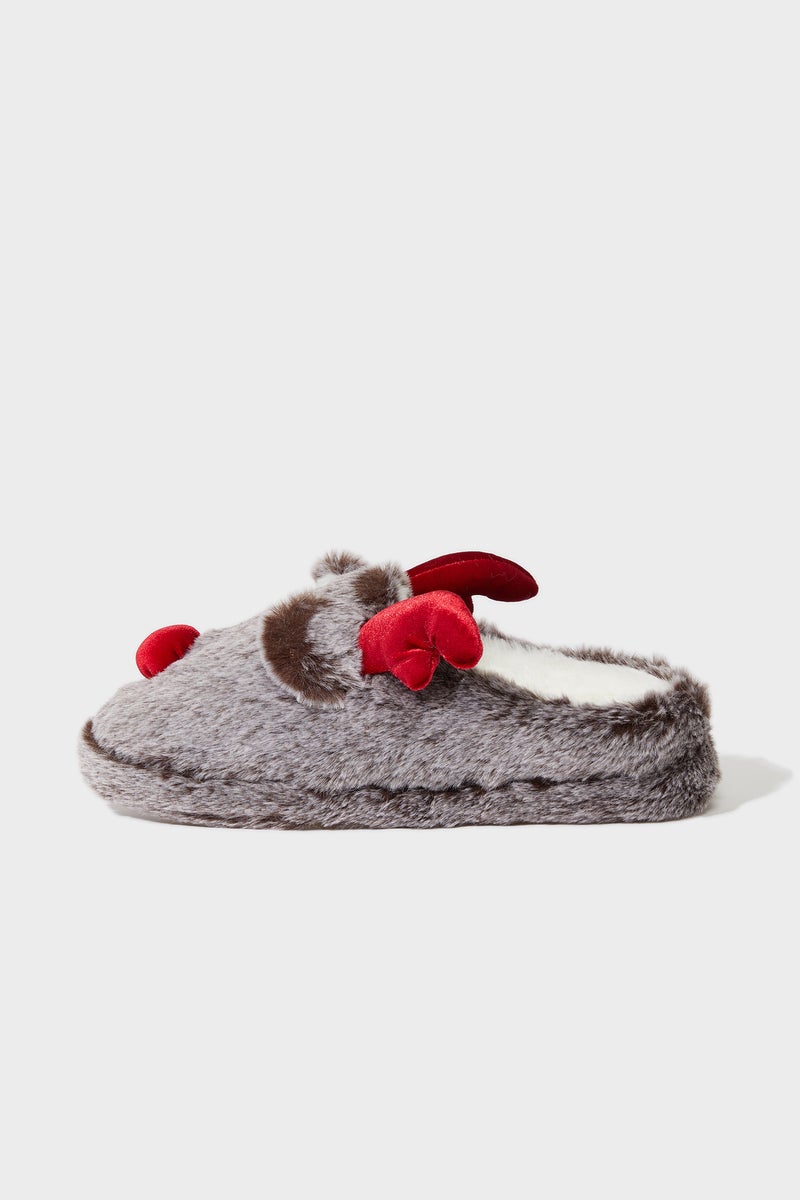 DeFacto Grey Woman Woman Christmas Themed Flat Sole Home Slippers Casual - Image 2