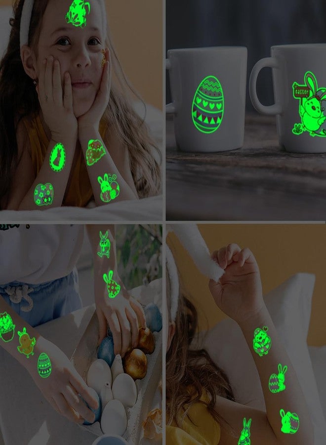 CHARLENT Glow in The Dark Easter Temporary Tattoos for Kids Easter Basket Stuffers - 74 Individually Sheets Luminous Easter Egg Bunny Tattoos for Boys Girls Party Favors Goodie Bag Fillers - Image 4