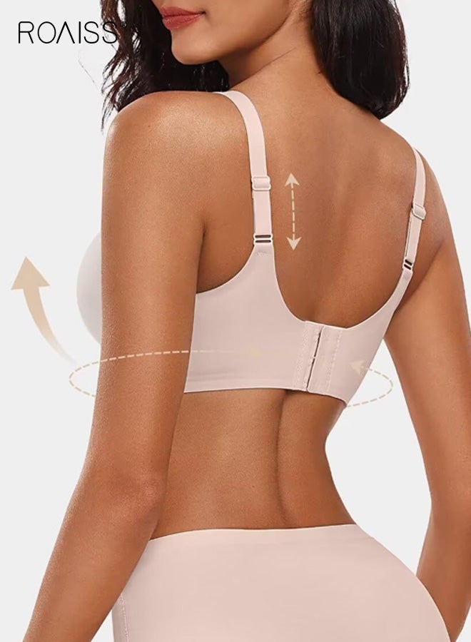 roaiss Seamless Bra Women's Without Underwire V-Neck Zero Feel Bralette Soft Push up Padded Non-wired Bustier Comfortable T-Shirt Bra Soft Sleep Bra - Image 2