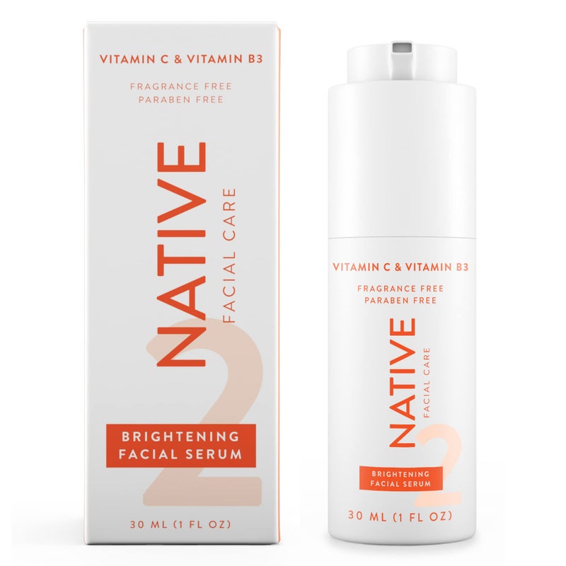 Native Brightening Facial Serum Contains Naturally Derived Ingredients | Hydrating Serum with Vitamin C and Niacinamide, Vitamin B3, Revitalize and Repair Your Skin, Fragrance-Free, 30ml, 1 fl oz - Image 1