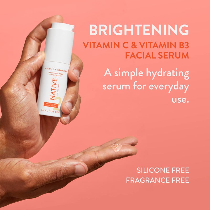 Native Brightening Facial Serum Contains Naturally Derived Ingredients | Hydrating Serum with Vitamin C and Niacinamide, Vitamin B3, Revitalize and Repair Your Skin, Fragrance-Free, 30ml, 1 fl oz - Image 2