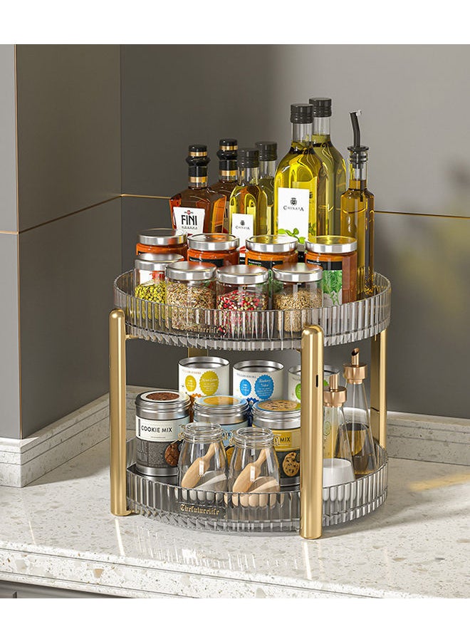 Sharpdo - Rotating Makeup Organizer for Vanity, Bathroom Organizer Countertop Carousel Spinning Holder - High-Capacity Perfume Organizer, Skincare Organizers Cosmetics Storage Rack- 2Tier - Image 1