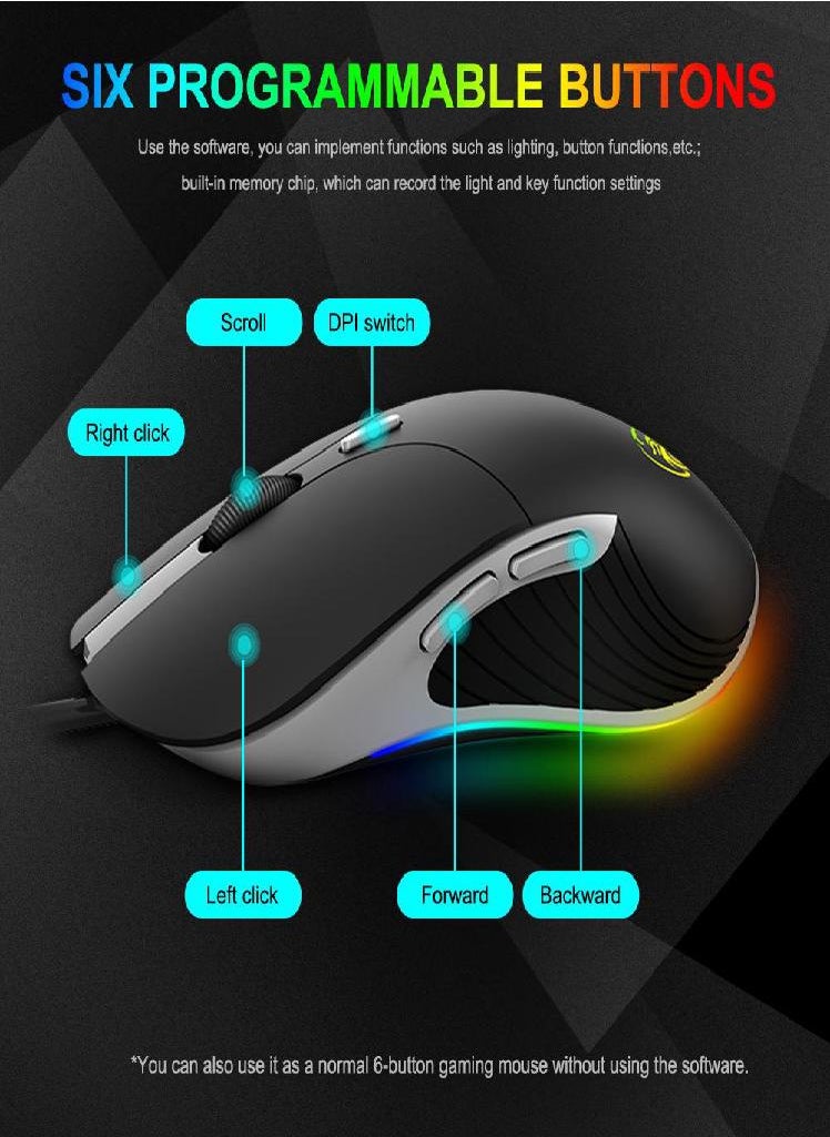 Eckek - iMICE X6 High Configuration USB Wired Gaming Mouse Computer Gamer 6400 3200 DPI Optical Mice for Laptop PC Game Mouse - Image 1