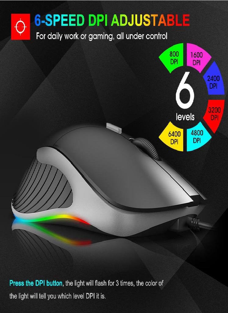 Eckek - iMICE X6 High Configuration USB Wired Gaming Mouse Computer Gamer 6400 3200 DPI Optical Mice for Laptop PC Game Mouse - Image 1