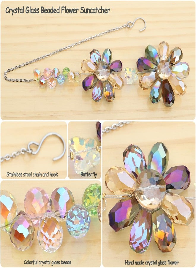 PEDOBO Crystal Flower Suncatcher Hanging Ornament, Rainbow Maker Window Sun Catcher Indoor Outdoor Patio Garden Decor (Deep Multicolor) - Image 2