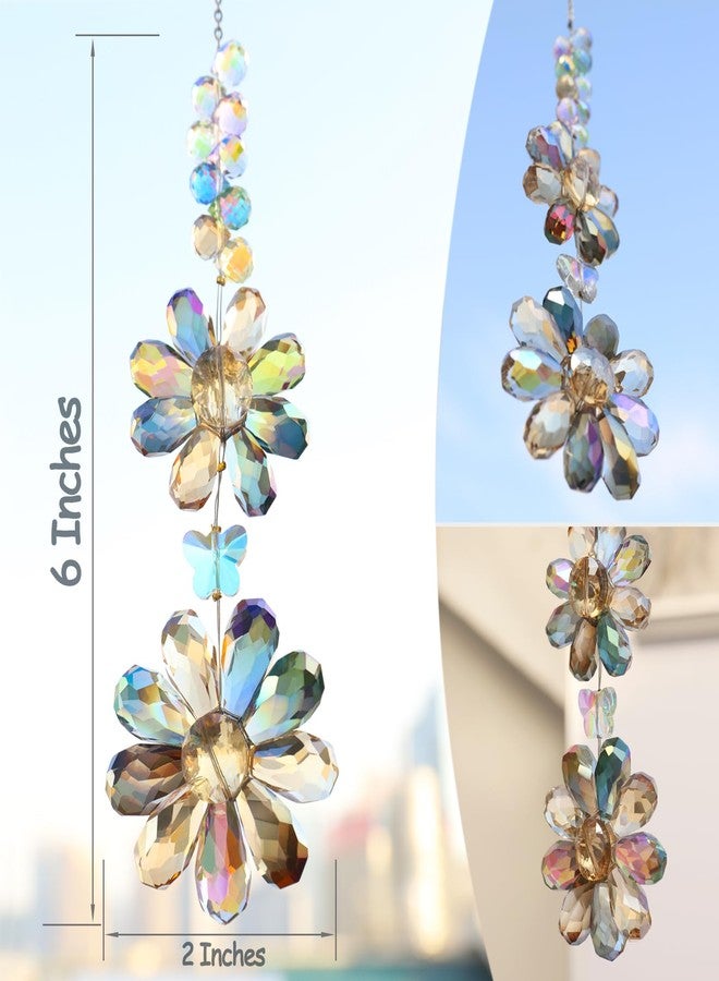PEDOBO Crystal Flower Suncatcher Hanging Ornament, Rainbow Maker Window Sun Catcher Indoor Outdoor Patio Garden Decor (Deep Multicolor) - Image 3