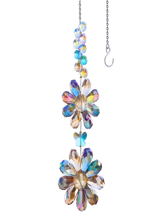 PEDOBO Crystal Flower Suncatcher Hanging Ornament, Rainbow Maker Window Sun Catcher Indoor Outdoor Patio Garden Decor (Deep Multicolor) - Image 1