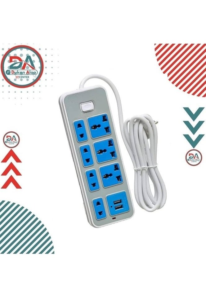 Generic Electricity Subscriber - 7 Ports - 2Usb  Max 2500w- 10A White  - Image 1