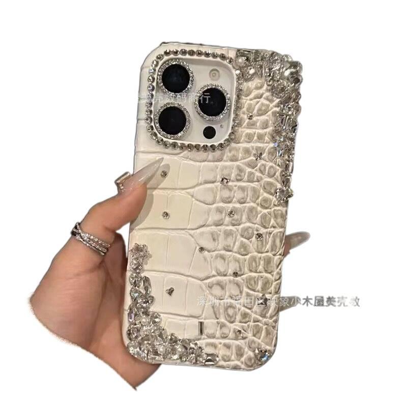 MS Protective Case, Crocodile Leather Texture, Drop Protection, Shockproof Cover for iPhone 16 / 16 Plus / 16 Pro / 16 Pro Max, Crocodile Texture Black Leather Texture - Image 1