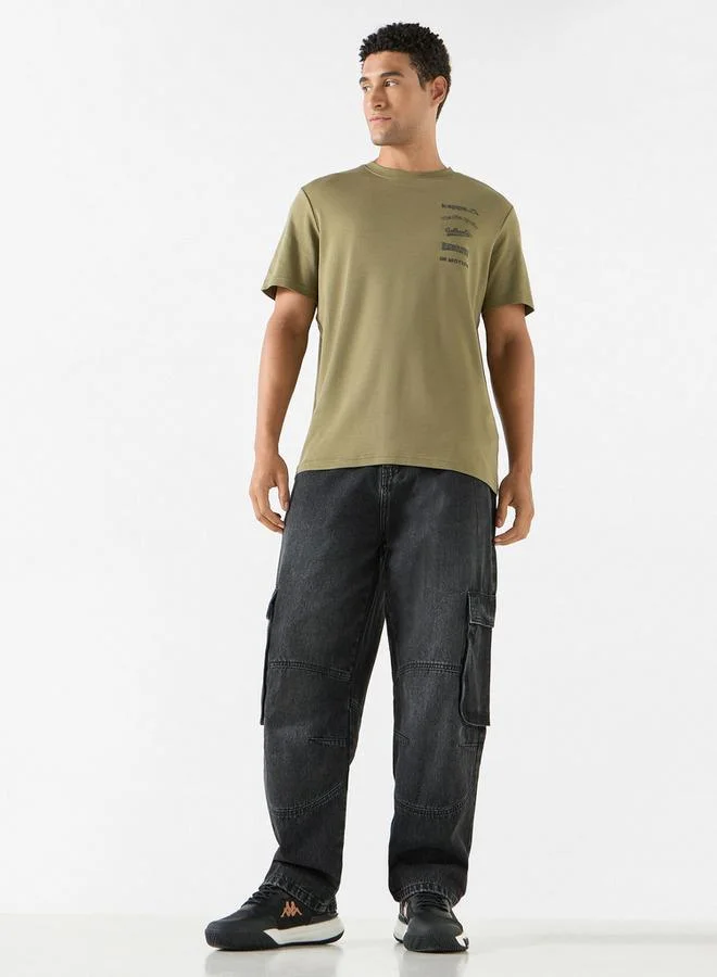 Kappa Kappa Logo Print Crew Neck T-shirt with Short Sleeves