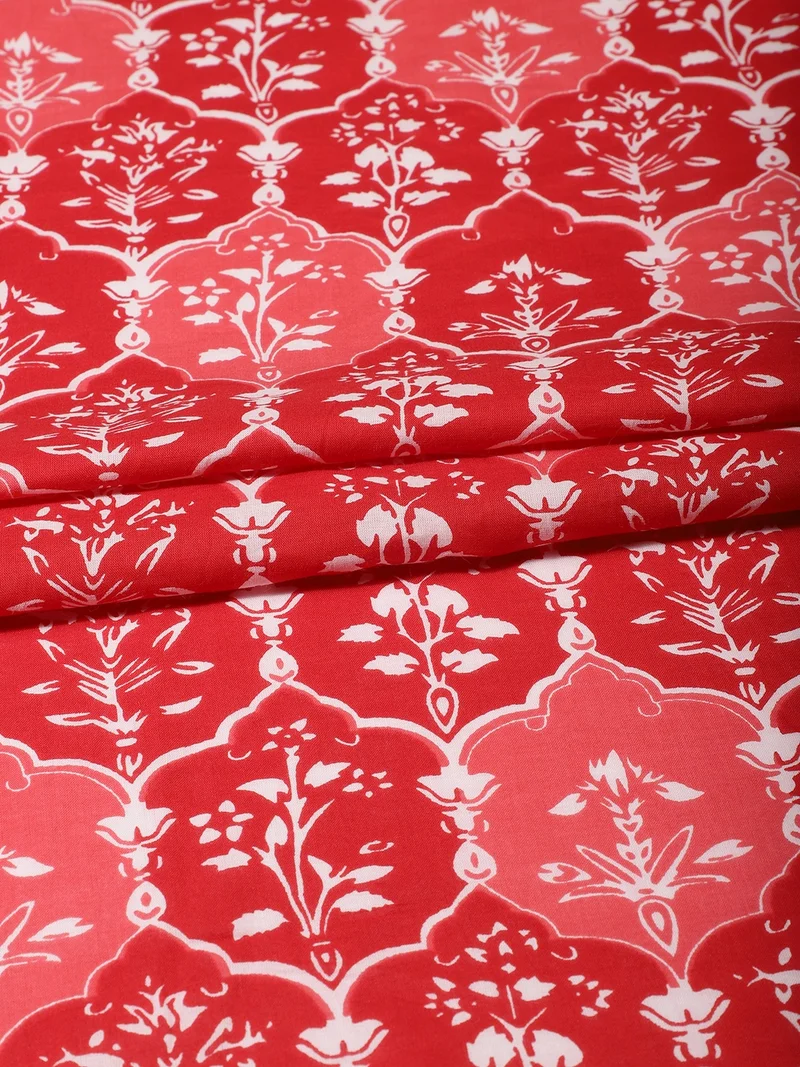 AKS Red Cotton Fabric for Crafting