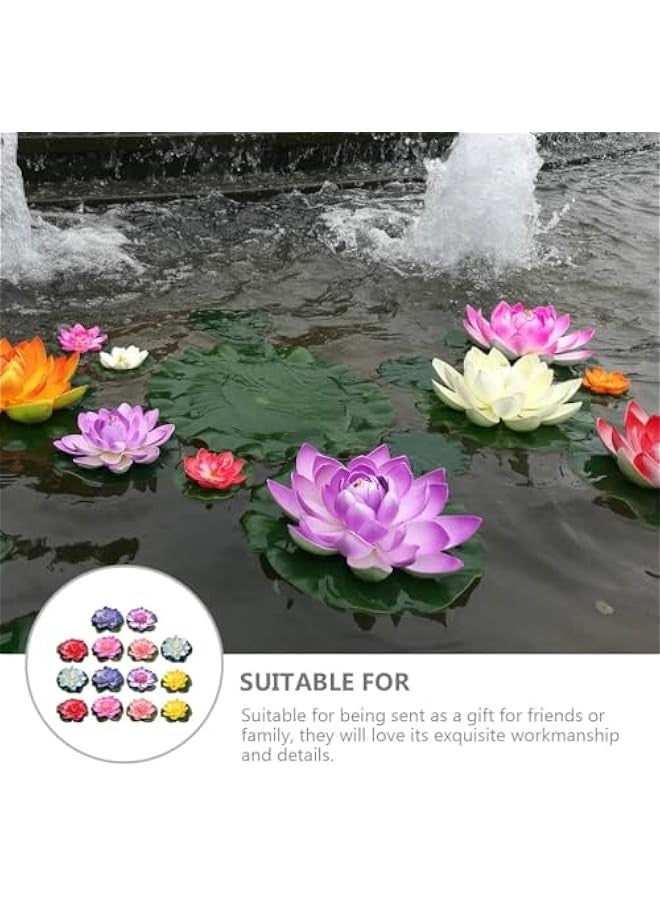 ماركة غير محددة Toyvian 14Pcs Artificial Floating Foam Pond Plants Floating Pool Lights Dancing Stage Props Simulated Floating Flowers for Pool Home Decor(Random Color)  - Image 2