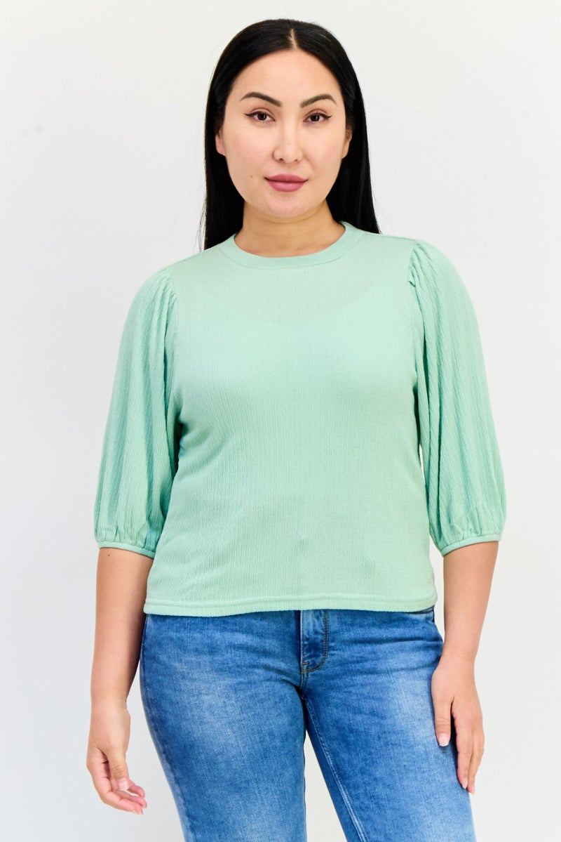 ONLY Women Crew Neck Short Sleeve Plain Top, Mint Green - Image 1